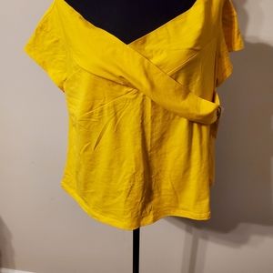 Yellow off shoulder shirt